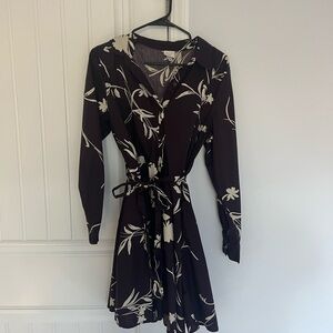 Women's Button-Down Shirtdress - A New Day Burgundy Floral M